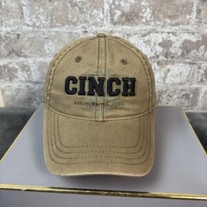 Cinch Hat Cap Strap Back Khaki Embroidered American Tradition Mens Twill Canvas